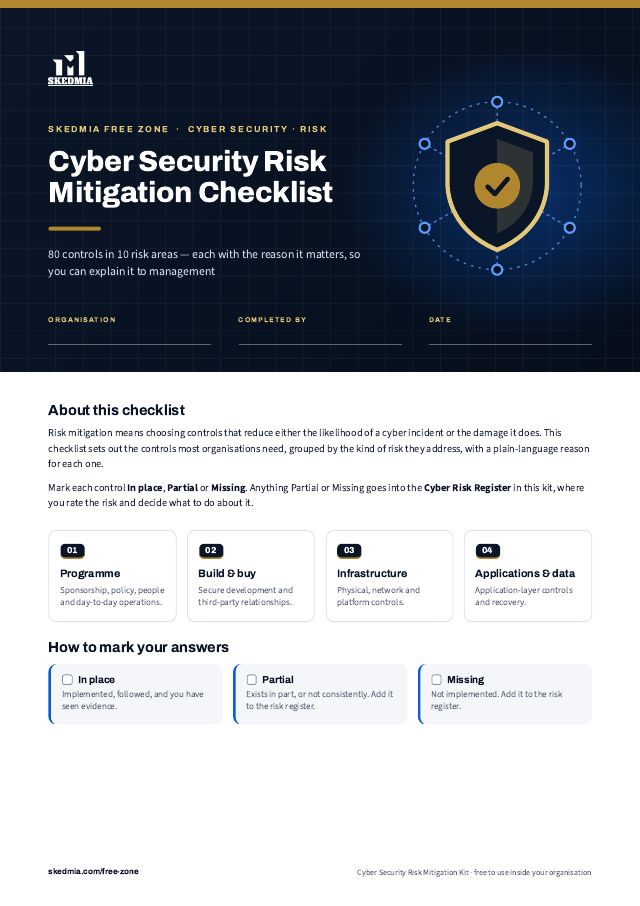 Cyber Security Risk Mitigation Checklist — preview of page 1