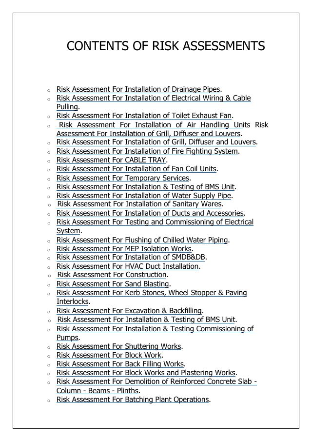 100 Risk Assessments in Construction — preview of page 2