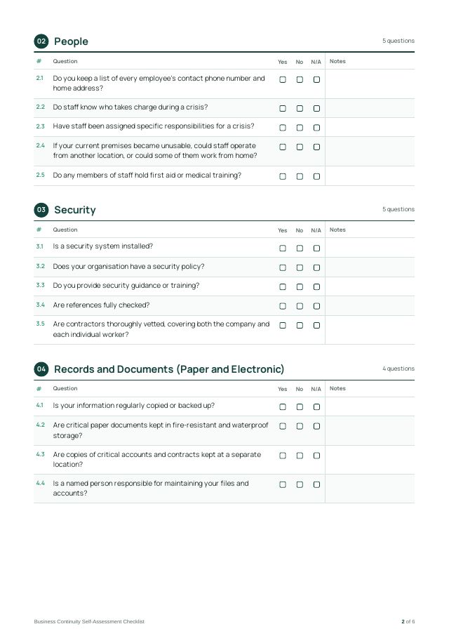 ISO 22301 Business Continuity Self-Assessment Checklist — preview of page 2