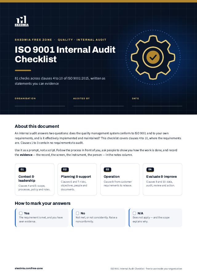 ISO 9001 Internal Audit Checklist — preview of page 1