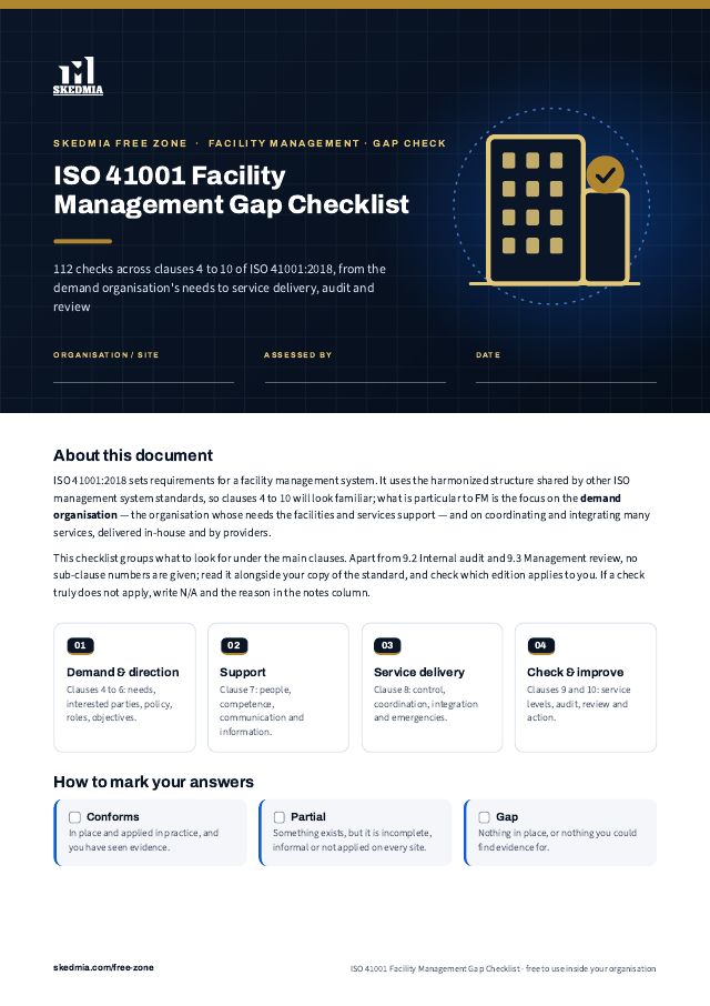 ISO 41001 Facility Management Gap Checklist — preview of page 1