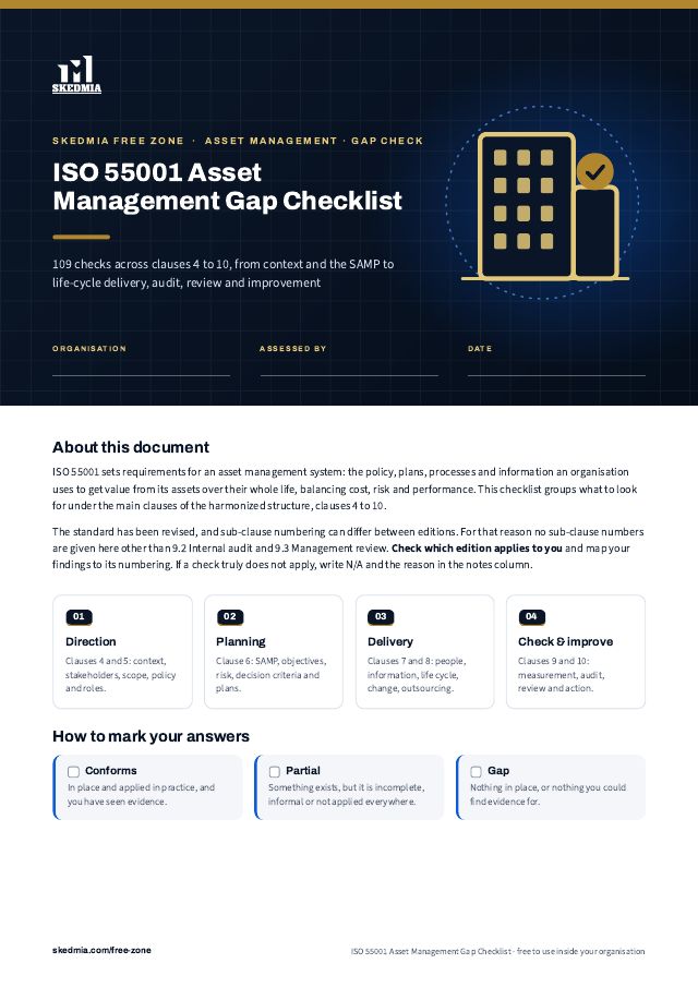 ISO 55001 Asset Management Gap Checklist — preview of page 1