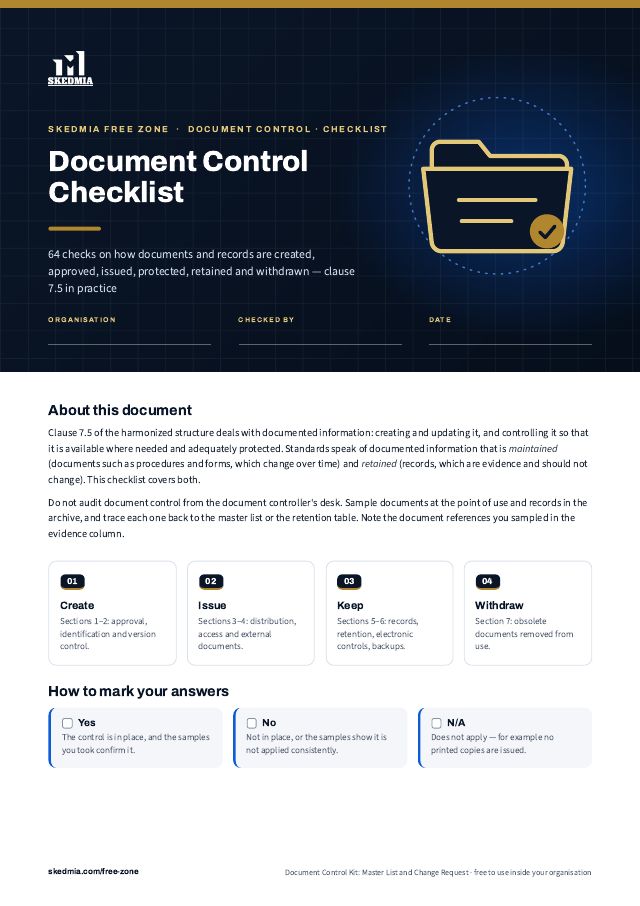 Document Control Kit: Master List and Change Request — preview of page 1