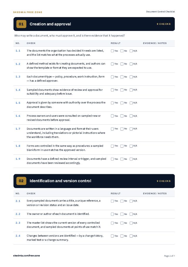 Document Control Kit: Master List and Change Request — preview of page 2