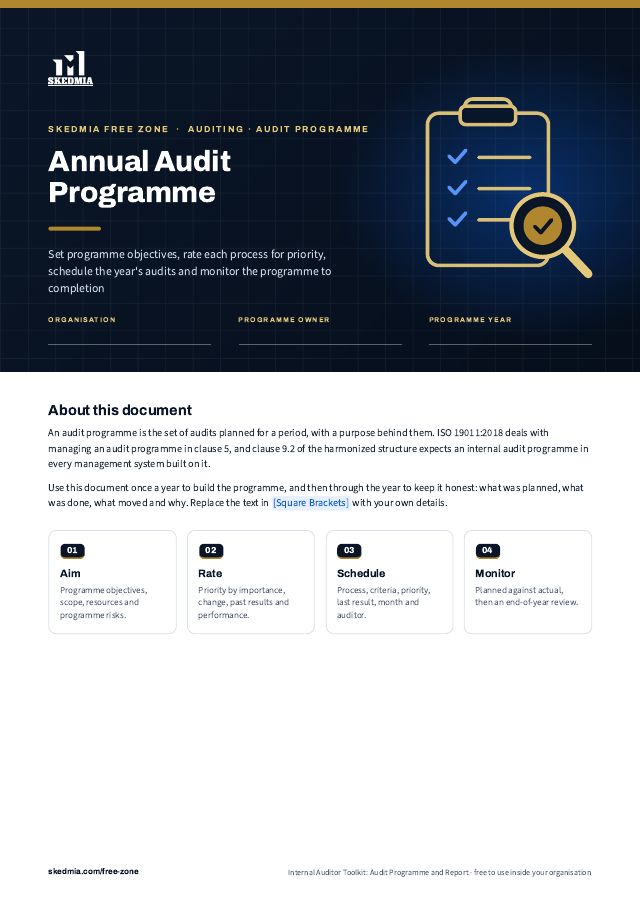 Internal Auditor Toolkit: Audit Programme and Report — preview of page 1