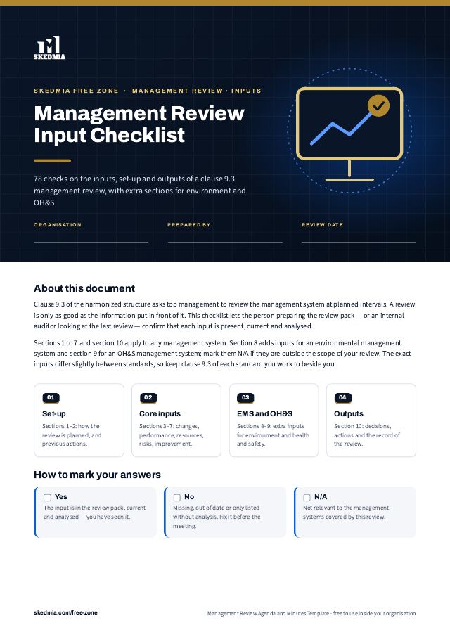 Management Review Agenda and Minutes Template — preview of page 1