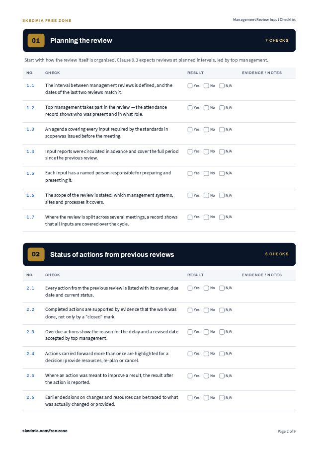 Management Review Agenda and Minutes Template — preview of page 2