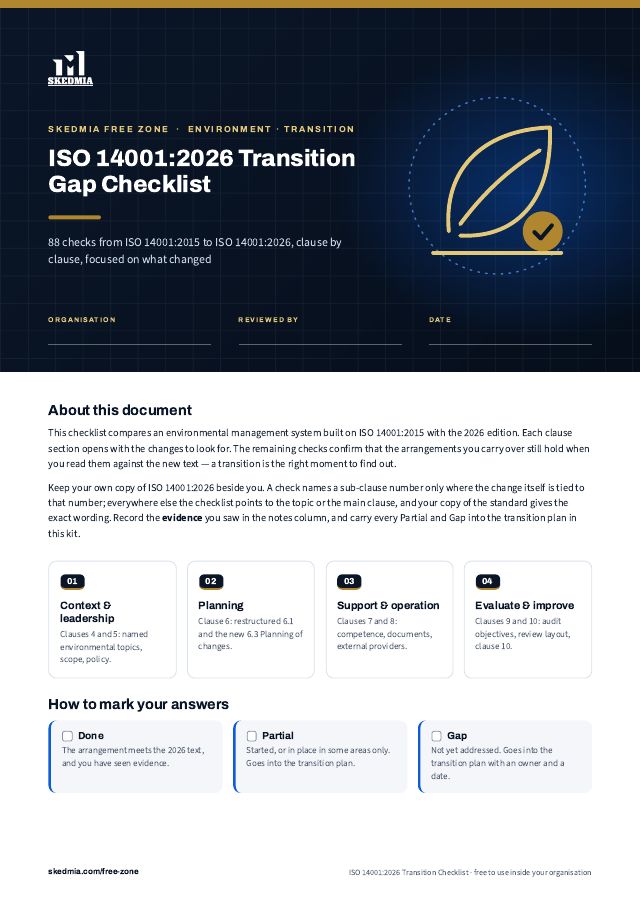 ISO 14001:2026 Transition Checklist — preview of page 1