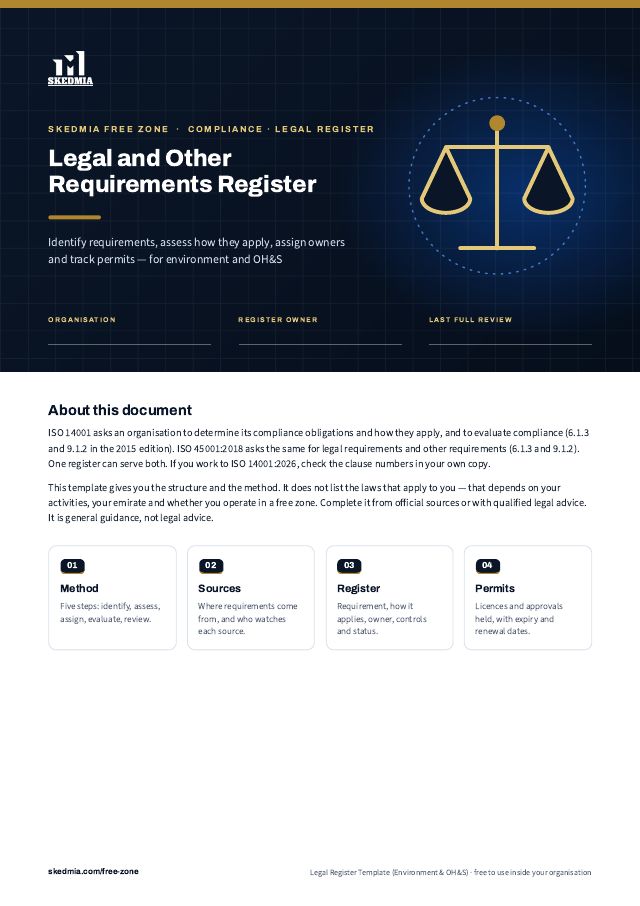 Legal Register Template (Environment & OH&S) — preview of page 1