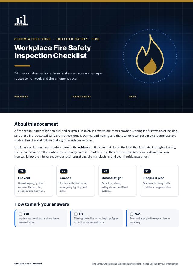 Fire Safety Checklist and Evacuation Drill Record — preview of page 1