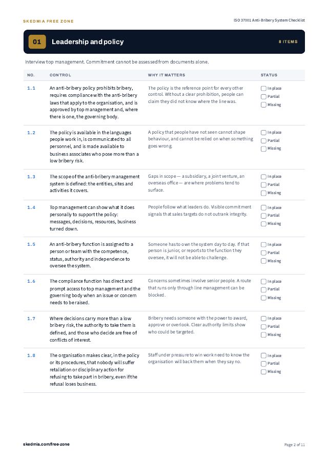 Anti-Bribery Risk Assessment and Gifts Register (ISO 37001) — preview of page 2