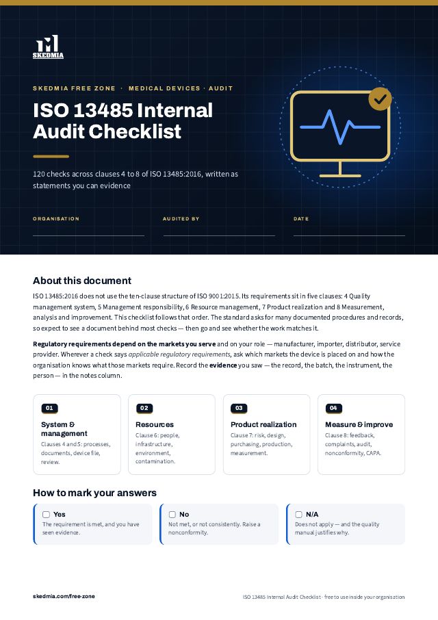 ISO 13485 Internal Audit Checklist — preview of page 1
