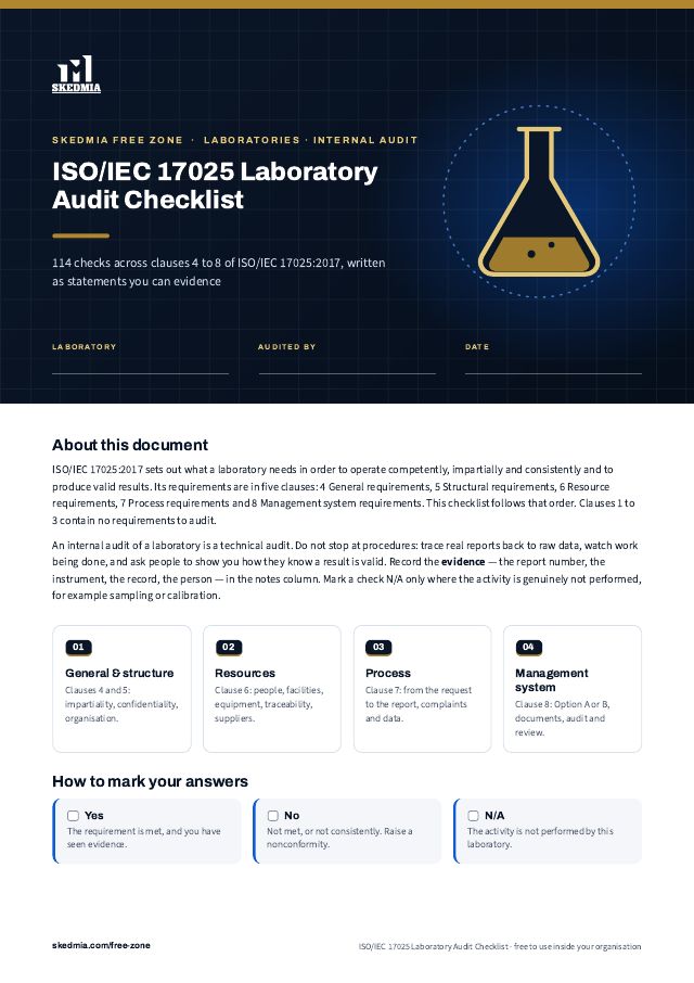 ISO/IEC 17025 Laboratory Audit Checklist — preview of page 1