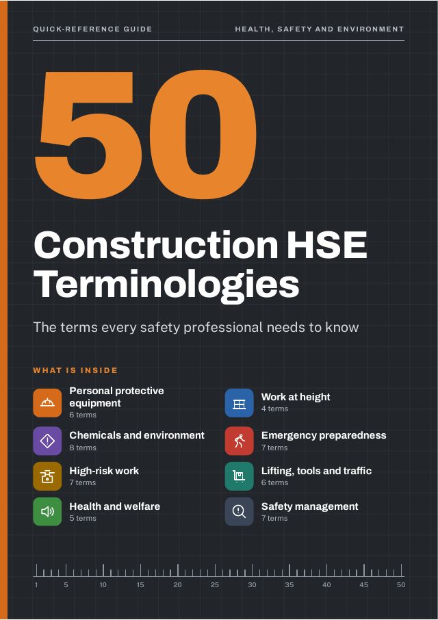50 Construction HSE Terminologies: Essential Safety Glossary & Training Kit — preview of page 1