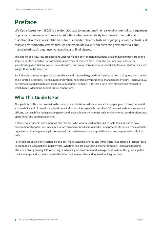 Life Cycle Assessment (LCA) Practical Guide: From Cradle to Grave — preview of page 2